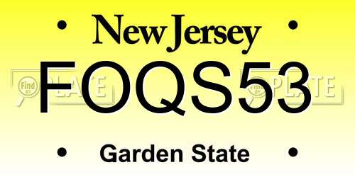 FOQS53 New Jersey License Plate