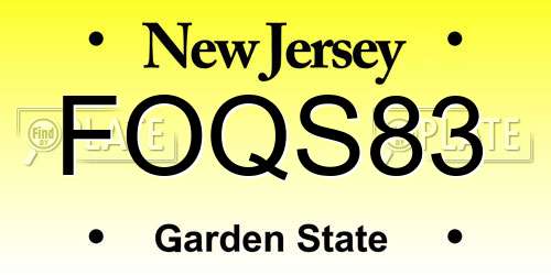 FOQS83 New Jersey License Plate