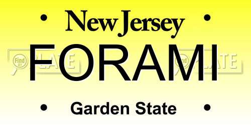 FORAMI New Jersey License Plate