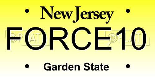 FORCE10 New Jersey License Plate