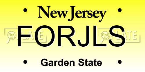 FORJLS New Jersey License Plate