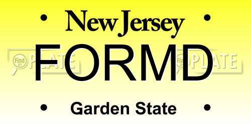 FORMD New Jersey License Plate