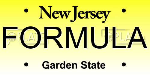 FORMULA New Jersey License Plate