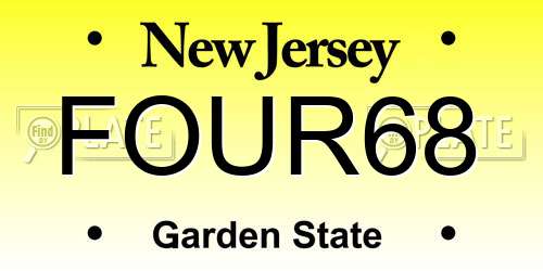 FOUR68 New Jersey License Plate