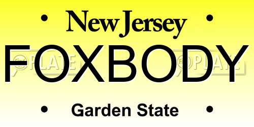 FOXBODY New Jersey License Plate