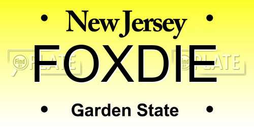 FOXDIE New Jersey License Plate
