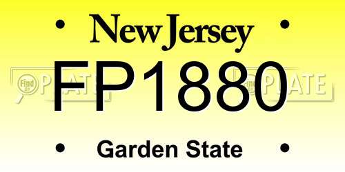 FP1880 New Jersey License Plate