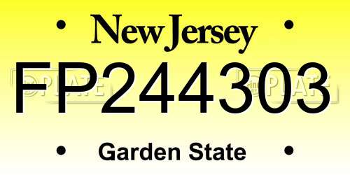 FP244303 New Jersey License Plate