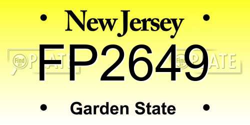 FP2649 New Jersey License Plate