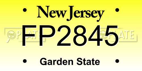 FP2845 New Jersey License Plate