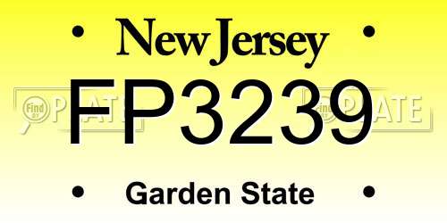 FP3239 New Jersey License Plate
