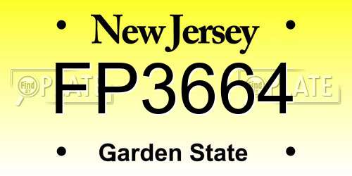 FP3664 New Jersey License Plate