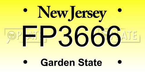 FP3666 New Jersey License Plate