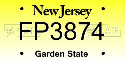 FP3874 New Jersey License Plate