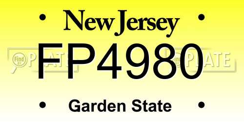 FP4980 New Jersey License Plate
