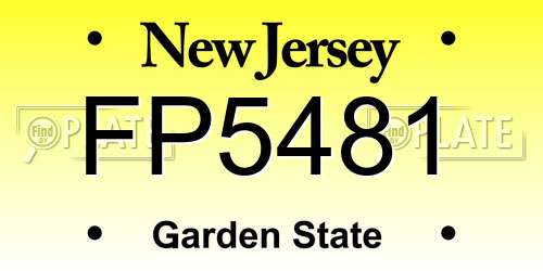 FP5481 New Jersey License Plate