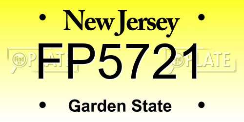 FP5721 New Jersey License Plate