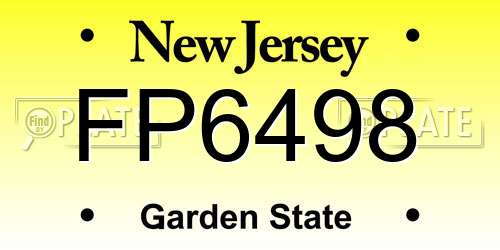 FP6498 New Jersey License Plate