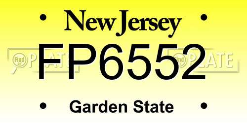 FP6552 New Jersey License Plate