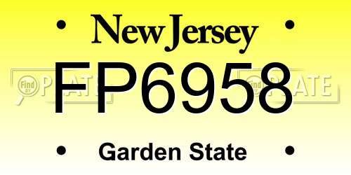 FP6958 New Jersey License Plate