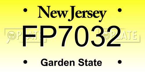 FP7032 New Jersey License Plate