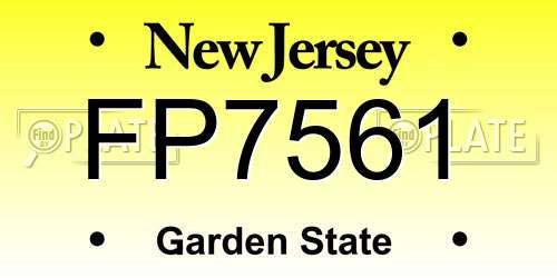 FP7561 New Jersey License Plate