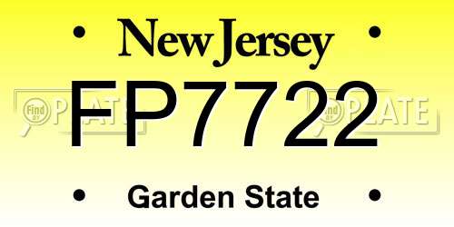 FP7722 New Jersey License Plate