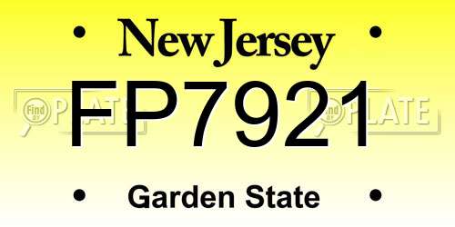 FP7921 New Jersey License Plate