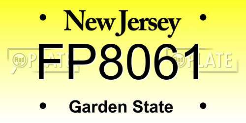 FP8061 New Jersey License Plate