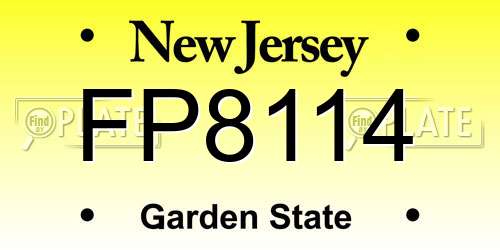 FP8114 New Jersey License Plate