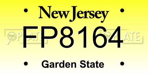 FP8164 New Jersey License Plate
