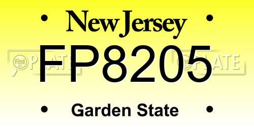 FP8205 New Jersey License Plate