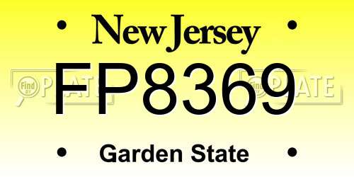 FP8369 New Jersey License Plate