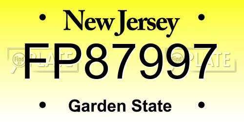 FP87997 New Jersey License Plate