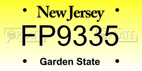 FP9335 New Jersey License Plate