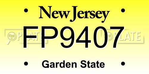 FP9407 New Jersey License Plate