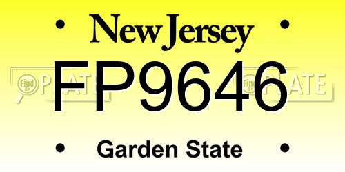 FP9646 New Jersey License Plate