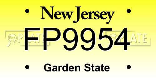 FP9954 New Jersey License Plate