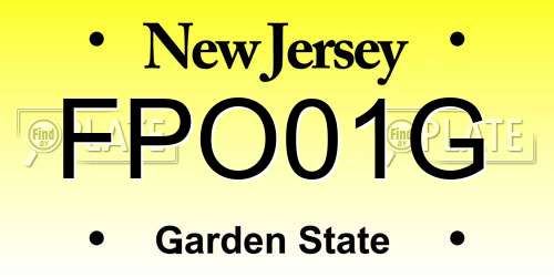 FPO01G New Jersey License Plate
