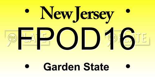 FPOD16 New Jersey License Plate