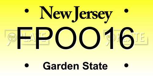 FPOO16 New Jersey License Plate