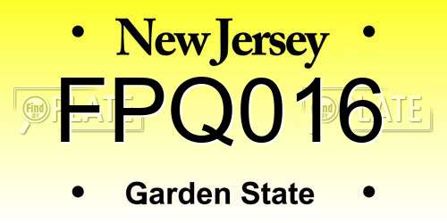 FPQ016 New Jersey License Plate