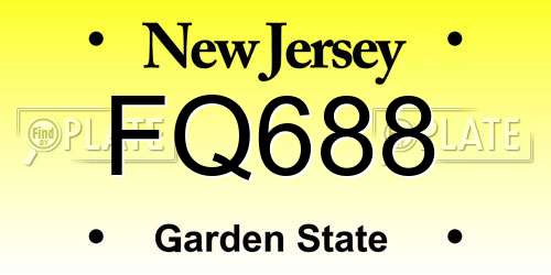 FQ688 New Jersey License Plate