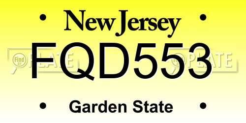 FQD553 New Jersey License Plate