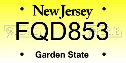 FQD853 New Jersey License Plate