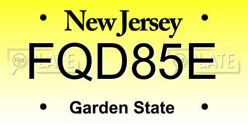FQD85E New Jersey License Plate