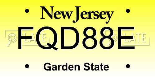 FQD88E New Jersey License Plate