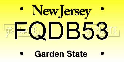 FQDB53 New Jersey License Plate