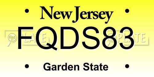 FQDS83 New Jersey License Plate