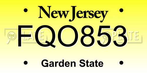 FQO853 New Jersey License Plate